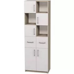 Офисный шкаф Tisam Шкаф 5-ти дверный с двумя ящиками 702х405х2119 Бук Артизан перламутровый, Светло серый (7708)