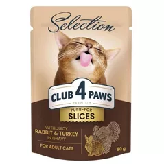 Корм для питомцев CLUB 4 PAWS 24231015 Plic pisici iepure-curcan in sos 12x80g LT