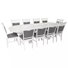 Комплект стол и стулья Evelin di Costacurta стол HV-33V White + 10 стульев HV-3167 White/NV-10WP Grey