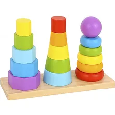 Jucărie Tooky Toy R25 /22/26 (77368) Piramidă din lemn TKF008B