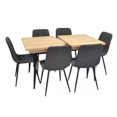 Set masă și scaune Evelin di Costacurta стол DT-433-4B + 6 стульев YTC-080B Dark grey