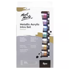 Set de creație Mont Marte PMMT8181 Set vopsea Metallic acril 18ml, 8buc