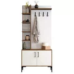 Mobilă pentru antreu Trendy Viyana D, Nuc, Alb 90x200x35cm (GTR001346)