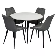 Set masă și scaune Evelin di Costacurta стол DT-402-3B + 4 стула YTC-055B, BLU-14 Dark grey