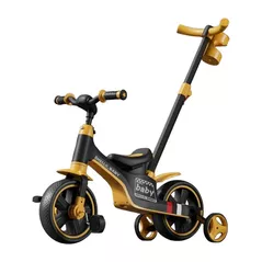 Bicicletă-cărucior Richi N (74267) Tricicleta oranj 4in1 cu mâner parental