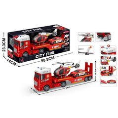 Машина Richi (12747) Trailer pe baterii cu elicopter si masinuta