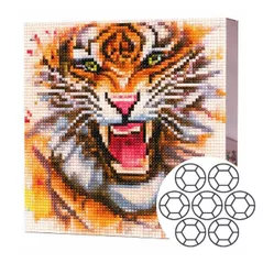Картина по номерам Art Gallery BJ1145 Mozaic cu diamante 20x20cm Tigru feroce