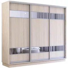 Dulap Mobildor-Lux Fox uși glisante din PAL cu elemente din oglindă (250x60x200H cm) Sonoma