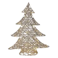 Figurină cu lumină Promstore 56533 Figurina luminoasa Brad, 60LED, 60cm, 3xAA, argintie