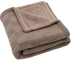 Lenjerie de pat pentru copii Jollein 517-511-68125 Paturica Box Knit Milky Coffee/Velvet GOTS, 75x100cm