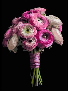 Tablou pe numere Strateg 58064 Buchet roz 40x50cm (fundal negru)