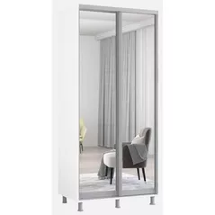 Шкаф Mobildor-Lux Зеркальные раздвижные двери Aron-P (140x60x200 см) Brilliant White
