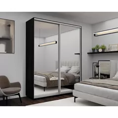 Шкаф Nex Home Dulap cu uși glisante 200x60x220cm, Oglinda, Antracit