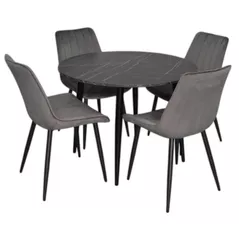 Комплект стол и стулья Evelin di Costacurta стол DT-402-6B + 4 стула YTC-055B, BLU-14 Dark grey