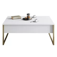 Măsuţă cafea Trendy Lux, alb, auriu 90x40x60cm