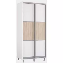 Шкаф Mobildor-Lux Горизонтальные раздвижные двери из ДСП Aron-P 1,0–1,8 м (100 x 60 x 240 см), цвет: бриллиантово-белый