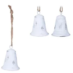 Decor de Crăciun și Anul Nou Promstore 54232 Clopotel decorativ metalic 13x10cm, alb, cu sfoara