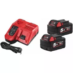 Зарядные устройства и аккумуляторы Milwaukee 4933459217 M18NRG-502 Set de acumulator Li-on 18V 5.0 Ah x 2 si incarcator