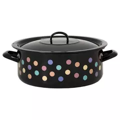 Cratiță Promstore 54145 Cratita emailata Buline colorate 20cm, 2.8l, capac din metal