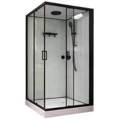 Cabină de duș Linia H2O Victoria Plus 900x900x215, 5 мм, квадратная, черный-мат
