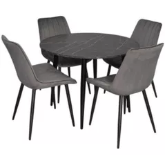 Комплект стол и стулья Evelin di Costacurta cтол DT-402-6B + 4 стула YTC-055B Bluvel-14 (Dark grey)