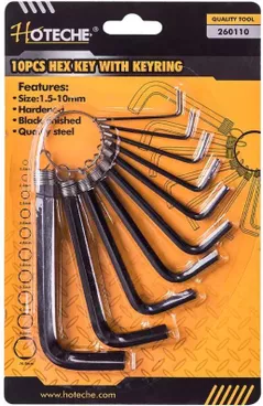Set de unelte de mână Hoteche 260110 Ключи шестигранные 1,5-10mm короткие на кольце 10шт