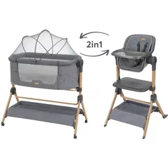 Leagăn Kikka Boo 31003020109 Patut si scaun de masa 2in1 Sleat Me Grey