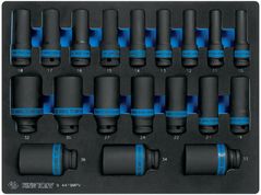 Set de tubulare, bite, duze King Tony 4419MP набор 1/2" ударных головок 6 гран. 10-32мм, 19 пр.