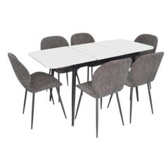 Комплект стол и стулья Evelin di Costacurta стол DT-531R B + 6 стульев YTC-064B UF885-15 (Dark grey)