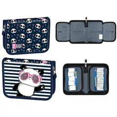 Penar școlar St.RIGHT 52883 Penar 21x14x3.5cm Love Panda textil cu 2 buzunare