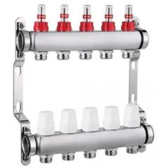 Комплект распределителей Hydro S Colector complet din Inox, 5 căi, cu debitmetru, 1"x3/4"x16 (0711371)