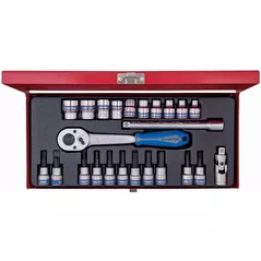 Set de unelte de mână King Tony 3024MR набор 3/8" торцевых головок, 12 гран., насадок бит, принадл. 24 пр.