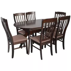 Комплект стол и стулья Evelin di Costacurta стол Raffles Oval Chocolate + 6 стульев Wenyi Chocolate/Ekea12 Dark Brown