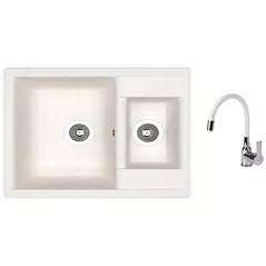 Chiuvetă bucătărie cu bateria Dr.Gans Astra 620 + SanDonna F 9995 alb