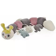 Бортик для кроватки BabyJem 675 BABYJEM Protectie laterala multifunctionala cu jucarii din plus Caterpilar Roz