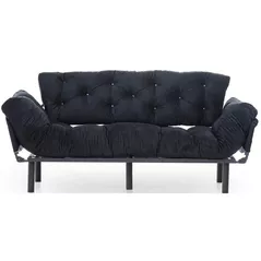 Canapea Trendy Nitta Triple Negru, extensibila (3 locuri)