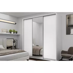 Dulap Nex Home Dulap cu uși glisante, 220x60x220cm, 1xOglinda + 2xPAL, Alb