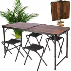 Mobilier pentru camping Jumi OM-281813 Masa de camping pliabila + 4 taburete Oak Artisan