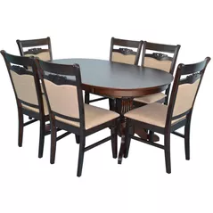 Комплект стол и стулья Evelin di Costacurta стол HV-33V Chocolate + 6 стульев HV-3167 Chocolate/Brown