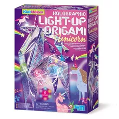 Set de creație 4M 00-04776 KidzMaker Holographic Light Up Origami Unicorn