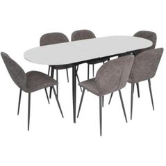 Комплект стол и стулья Evelin di Costacurta стол DT-533R B + 6 стульев YTC-064B UF885-15 (Dark grey)