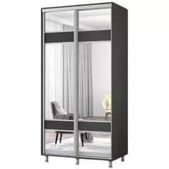 Шкаф Mobildor-Lux Раздвижные двери из ДСП Aron-S 1,0-1,8 м с зеркалом «зебра» (100x60x240 см, высота) Anthracite