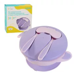 Посуда для кормления U-Grow A-1104PP Bol compartimentat cu ventuză și capac, Mov