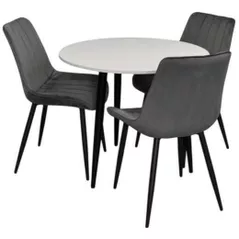 Комплект стол и стулья Evelin di Costacurta стол DT-404-3B + 3 стула YTC-055B Bluvel-14 (Dark grey)