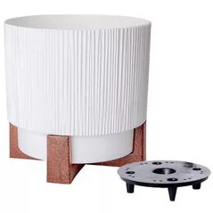Цветочный горшок Aleana 128024 Oslo cu insertie si suport decorartiv d20 cm, white