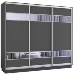 Шкаф Mobildor-Lux Fox uși glisante din PAL cu elemente din oglindă (250x60x230H cm) Anthracite