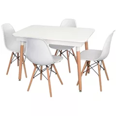 Set masă și scaune Evelin di Costacurta стол DT-431-1R Wo + 4 стула LC-021 White plastic