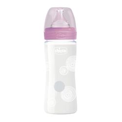Chicco Бутылочка стеклянная с с силиконовой соской, 240 мл