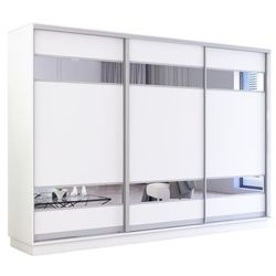 купить Шкаф Mobildor-Lux Fox uși glisante din PAL cu elemente din oglindă (300x60x230H cm) Alb в Кишинёве 