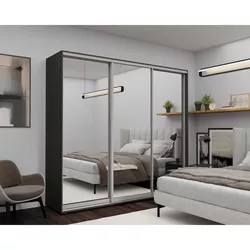 cumpără Dulap Nex Home Dulap cu uși glisante 240x60x220cm, Oglinda, Carbon în Chișinău 